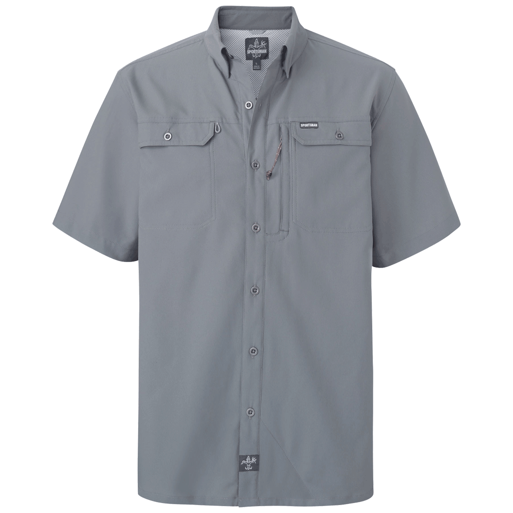 Grey Short Sleeve Button Down Fishing Shirt - Spooler - Sportsman Gear, Sedona Sage / Small