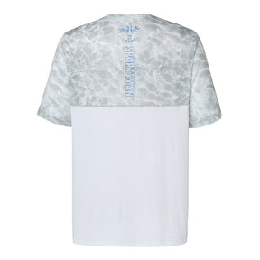 Sportsman cool breeze short sleeve performance fishing shirt white and grey - blue deer duck fish hook fleur-de-lis logo