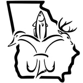 Georgia Sportsman State Decal - Deer, duck, fish, hook fleur-de-lis logo