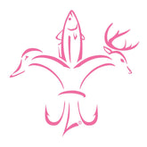 Pink Sportsman Decal - Deer Duck Fish Hook Fleur De Lis Logo 