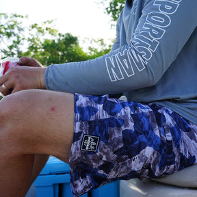 Blue Ice Camo Pacific Board Shorts - Designed for Fishing - Sportsman Gear
